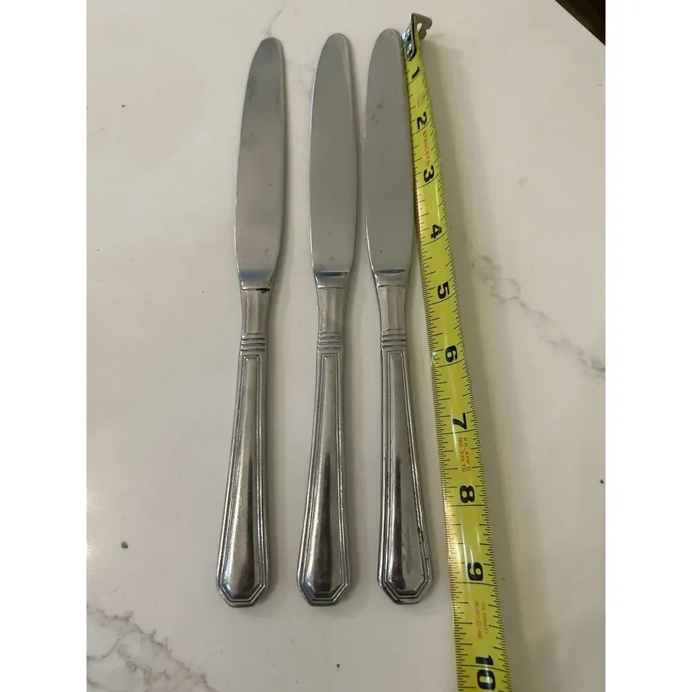 Vtg Desoto International Silver 18/10 Stainless Outline Set‎ Of 3 Dinner Knives